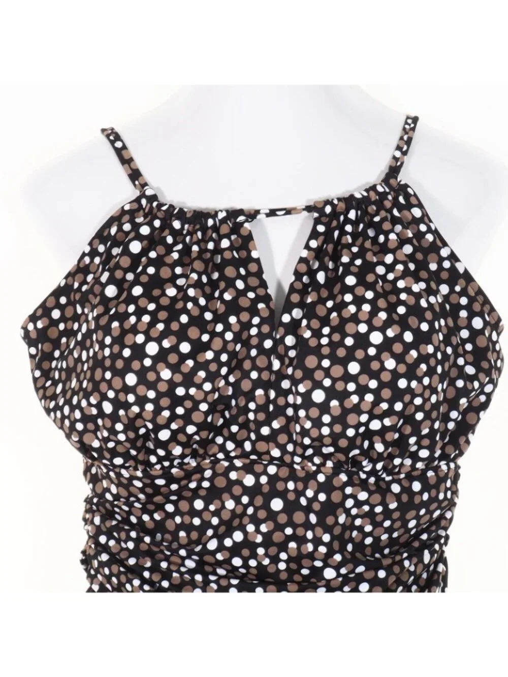 Catalina Swimsuit 18 W 20 W Piece Black Brown White Rouched Set in Bra 2X NWOT